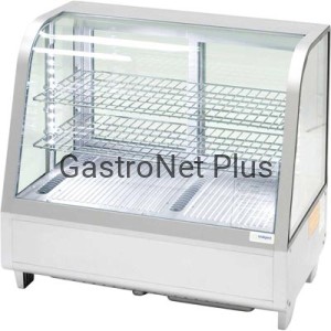 Witryna ekspozycyjna chłodnicza 100 L z oświetleniem LED (srebrna)