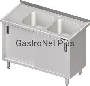 Stół ze zlewem 2 komorowym z prawej strony drzwi suwane 1800 x 600 x 850