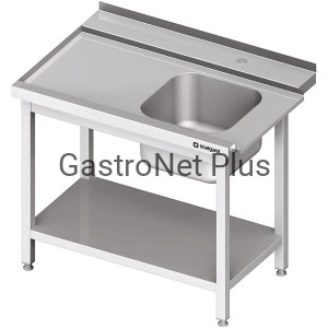 Stół załadowczy lewy z półką, do zmywarki kapturowej Stalgast, 900x750x880 