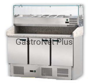 Stół do pizzy 3 drzwiowy z nadstawą chłodniczą 