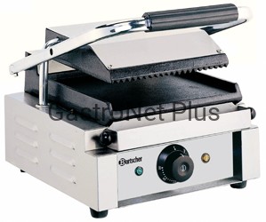 Grill kontaktowy elektryczny (płyta grillowa górna ryflowana, dolna gładka)