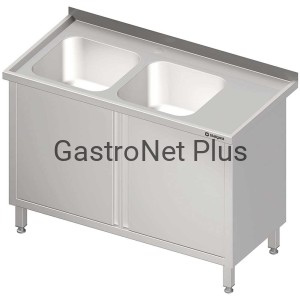 Stół ze zlewem 2 komorowym z lewej strony drzwi skrzydłowe 1200 x 700 x 850