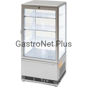 Witryna ekspozycyjna chłodnicza 78 L z oświetleniem LED (srebrna)